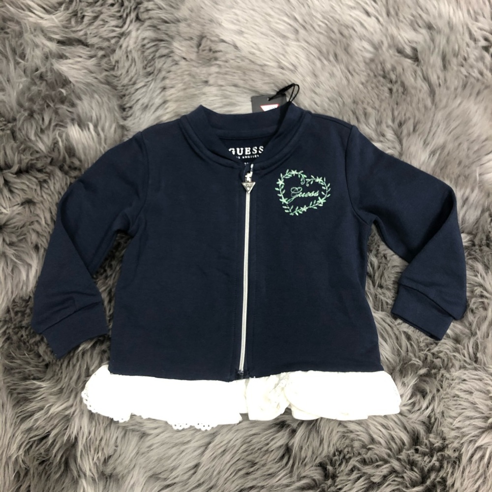 Guess | Girls’ Navy Sweater | Lace Trim | Size 12M